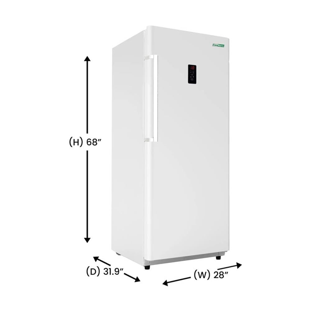 Conserv - 17cf Garage Ready Upright Freezer CONVERTIBLE Refrigerator 28" Energy Star 110V Reversible - White — FIN-0010151 | Fridge.com