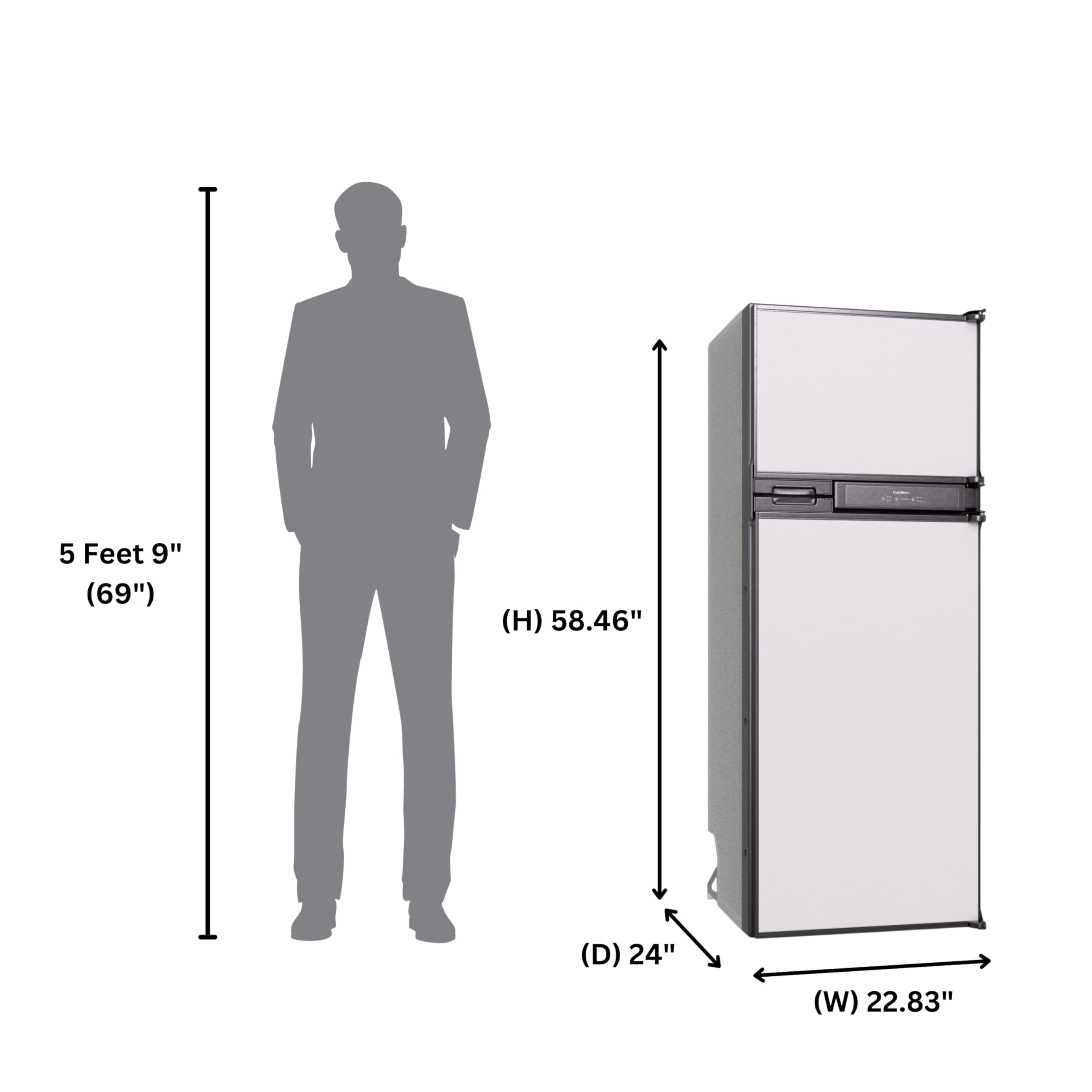 Conserv - 10 cu ft. 12V/Dc - 24 Inch RV Refrigerator Freezer Built-In/ Freestanding RV Off Grid Dorm Reversible Door - Stainless Steel - View 3 | Fridge.com