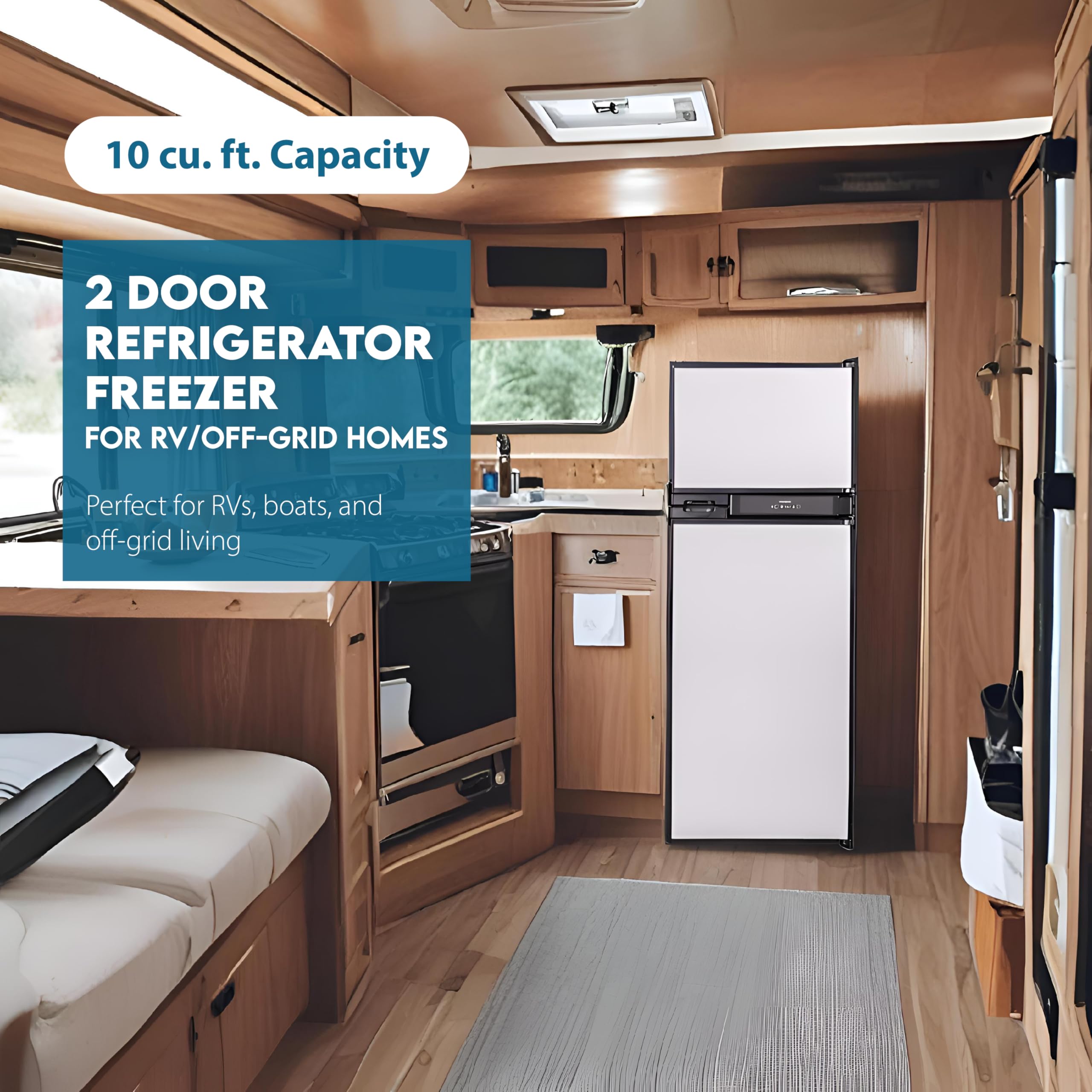 Conserv - 10 cu ft. 12V/Dc - 24 Inch RV Refrigerator Freezer Built-In/ Freestanding RV Off Grid Dorm Reversible Door - Stainless Steel - View 4 | Fridge.com