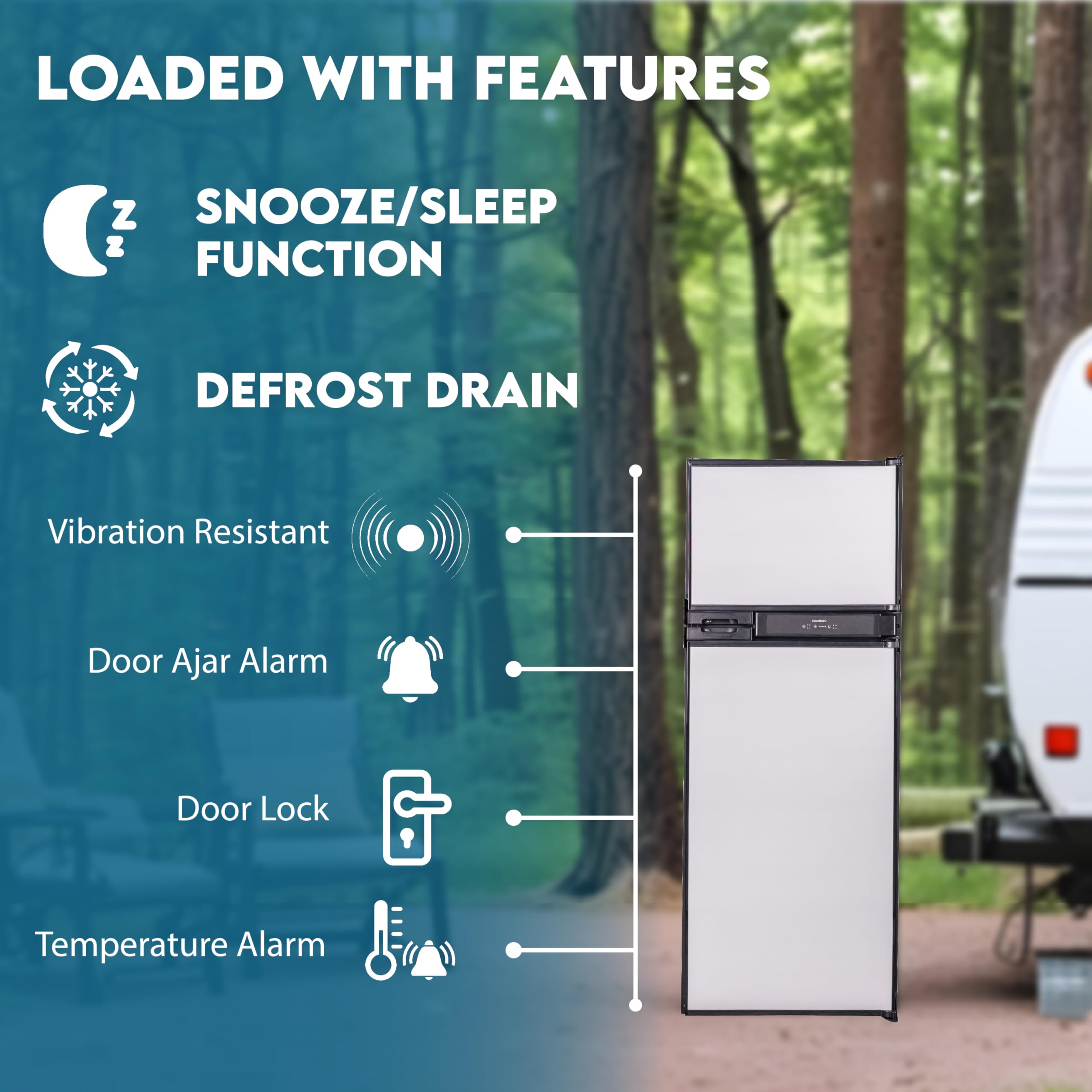 Conserv - 10 cu ft. 12V/Dc - 24 Inch RV Refrigerator Freezer Built-In/ Freestanding RV Off Grid Dorm Reversible Door - Stainless Steel - View 5 | Fridge.com
