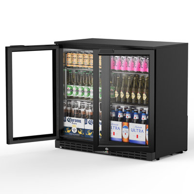 Coolake Back Bar Cooler Refrigerator With 2 Glass Doors, 7.4 Cu.ft Commercial Under Counter Height Beverage Refrigerator With Led Lighting, Display Dr | Fridge.com
