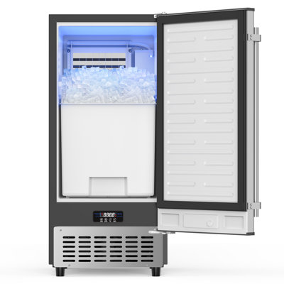Coolake 15 W Under Counter Ice Maker 80lbs/day With 40lbs Storage, Auto-cleaning Lcd Panel Built-in Outdoor Ice Machine For Home Bar Kitchen Office | Fridge.com