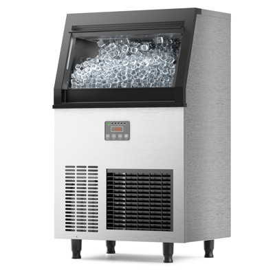 Coolake Commercial Ice Maker Machine 200lbs/24h, Air Cooled Under Counter Ice Maker With 50lbs Ice Storage, Stainless Steel Self Cleaning Freestanding | Fridge.com
