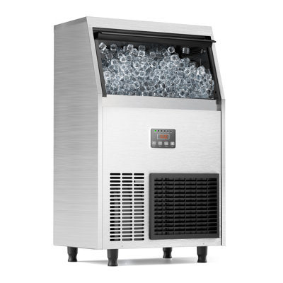 Coolake Commercial Ice Maker 130lbs/24h With 34lbs Storage, Stainless Steel Under Counter Ice Maker, Air Cooled Self Cleaning Freestanding Ice Machine | Fridge.com