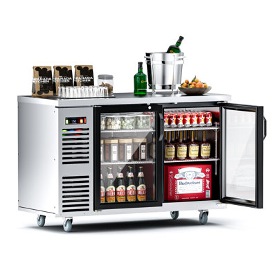 Coolake 60 Commercial Back Bar Cooler With 2 Glass Doors, 19.4 Cu.ft. Stainless Steel Top Back Bar Refrigerator With Led Lighting, Counter Height Bac — FIN-0019300 | Fridge.com