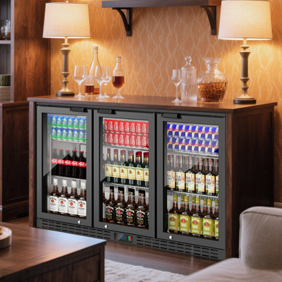 Coolake 53" 11.7 Cu.ft Commercial Back Bar Cooler With 3 Glass Doors, Under Counter Height Beverage Refrigerator In Stainless Steel With Led Lighting | Fridge.com