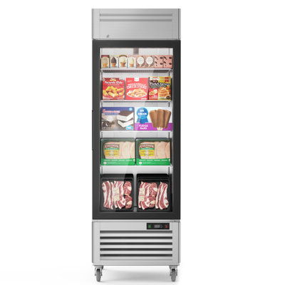 Coolake 27 W Glass Doors Commercial Display Freezer, 23 Cu.ft Stainless Steel Auto-defrost Merchandiser Freezer, Reach-in Upright Freezers With Led L | Fridge.com