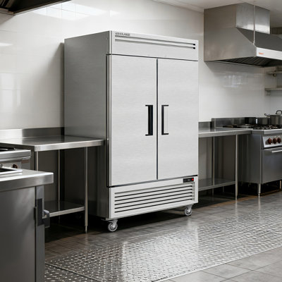 Coolake 54" W Commercial Freezer, 49 Cu Ft Soild Door Upright Freezer With 8 Adjustable Shelves, Frost-free Stainless Steel Industrial Reach-in Freeze | Fridge.com