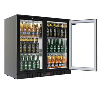 35 In. 7.4 Cu. Ft. Commercial 2 Glass Wing Door Counter Height Back Bar Cooler Refrigerator In Black | Fridge.com