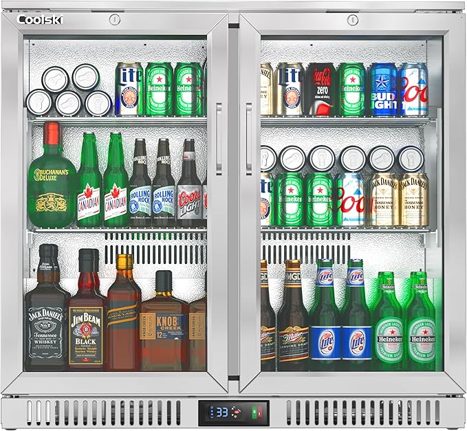 COOLSKI 36 Inch Back Bar Cooler, Under Counter Beverage Refrigerator With Glass Doors, Commercial Counter Height Display Fridge For Beer Soda, 7.4 Cu.Ft. Capacity/LED Lighting/Etl Nsf Approved | Fridge.com