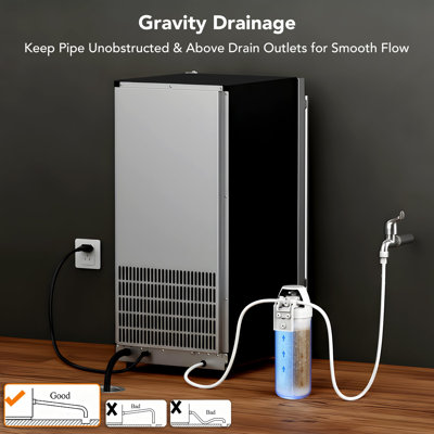 Coolski 15W Under Counter Ice Maker, Commercial Ice Machine 130 LBS/Day with 30 LBS Storage | Fridge.com