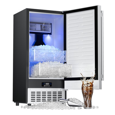 Coolski 15 In. 100lbs/24h Commercial Nugget Ice Maker In Black, Bulit-in/freestanding, Auto-cleaning | Fridge.com