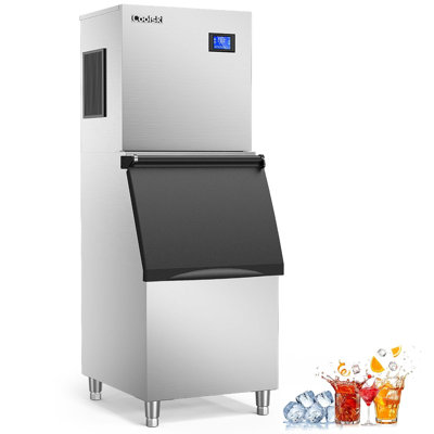 Coolski Commercial Ice Machine 350 lb. Daily Production Clear Cube Ice, Freestanding Ice Maker For restaurants Bars Hotels, Stainless Steel | Fridge.com