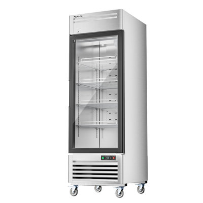 Coolski 27 in. 21.8 cu. ft. Auto / Cycle Defrost 1-Glass Door Commercial Reach In Display Upright Freezer in Stainless Steel | Fridge.com