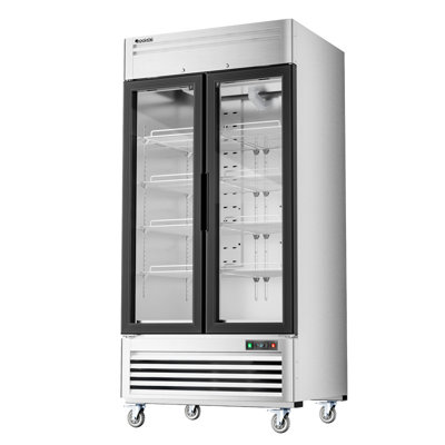 Coolski 40 in. 33.5 cu. ft. Auto / Cycle Defrost 2-Glass Door Commercial Reach In Display Upright Freezer in Stainless Steel | Fridge.com