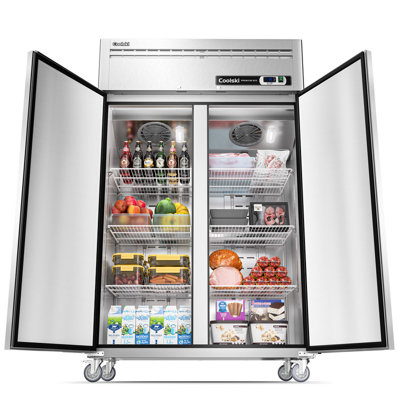 Coolski 48 in. 36 cu. ft. Auto / Cycle Defrost 2-Door Commercial Reach in Upright Freezer in Stainless Steel, ETL DOE Approved | Fridge.com