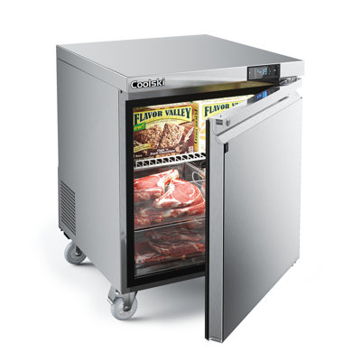 Coolski 27 in. 7.5 cu. ft. Commercial Auto / Cycle Defrost Undercounter Upright Freezer in Stainless Steel | Fridge.com