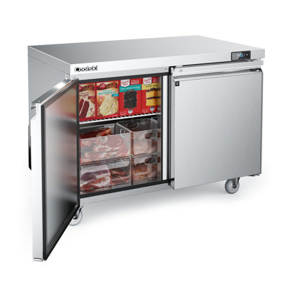 Coolski 48 in. 13.4 cu. ft. Commercial Auto / Cycle Defrost Undercounter Upright Freezer in Stainless Steel | Fridge.com