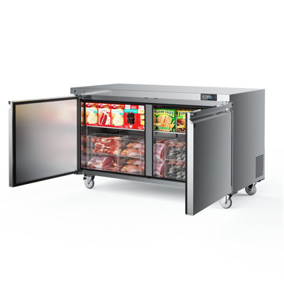 Coolski 60 in. 17.6 cu. ft. Commercial Auto / Cycle Defrost Undercounter Upright Freezer in Stainless Steel | Fridge.com
