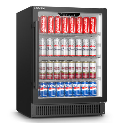 Coolski 23.6'' W 180 Cans (12 oz.) 5.3 Cubic Feet Outdoor Rated Beverage Cooler with Glass Door | Fridge.com