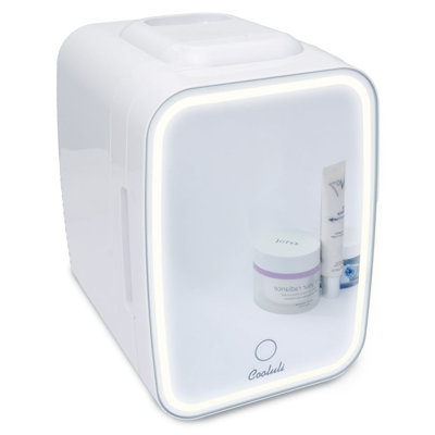 Cooluli Glow Beauty 4L Mini Fridge with Mirror LED (White) | Fridge.com