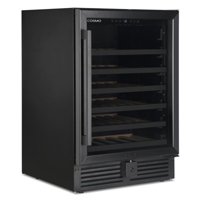 Cosmo Lumin Collection 24 In. 52-bottle Single Zone Compressor Wine Cooler, Digital Controls, Led Lighting, Matte Black | Fridge.com