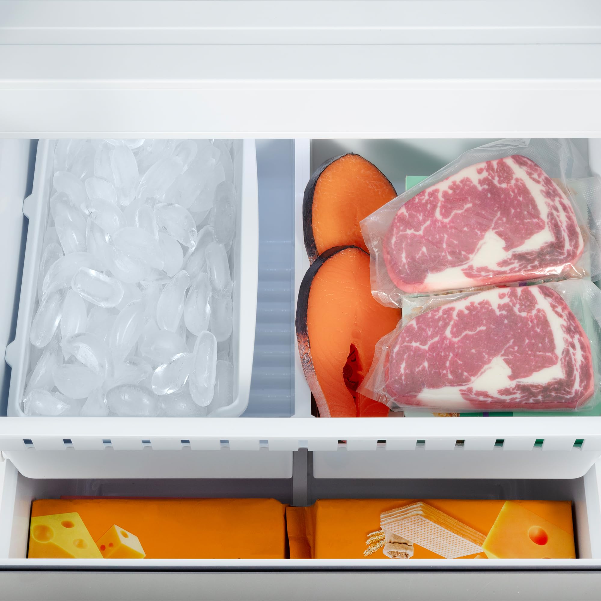 Cosmo 30 in. Vista Collection 17.5 cu. ft. Counter Depth 3-Door French Door Refrigerator, Freezer Drawer, Stainless Steel - View 4 | Fridge.com