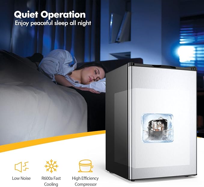 COSTWAY EP23796 Mini Size With Stainless Steel 3.0 cu ft Capacity-Adjustable Compact Single Door Upright Freezer, Gray+Black - View 4 | Fridge.com