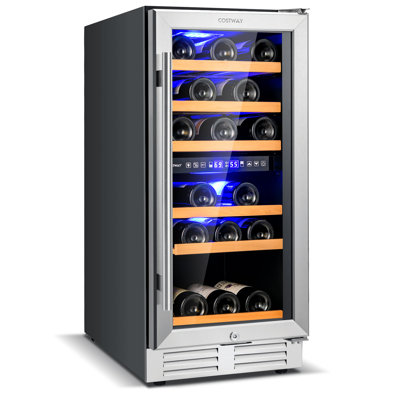 Costway Dual Zone 15'' Freestanding 30 Bottle Wine Refrigerator | Fridge.com