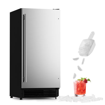 COTLIN 15 Inch Commercial Under Counter Drainless Crescent Ice Ice Maker Machine, 25lbs/day Stainless Steel Built-in Freestanding Ice Maker With 22lbs — FIN-0018790 | Fridge.com