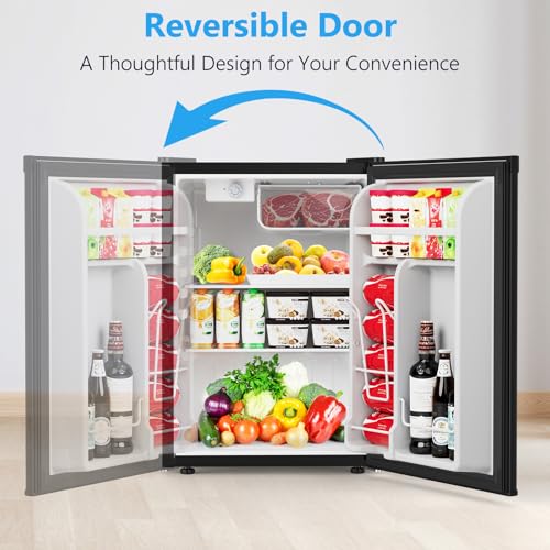 Cowsar 2.6 cu.ft Mini Fridge With Freezer, Single-Door Compact Refrigerator, 7 Settings Temperature Adjustable, 2 Removable Shelves, Commercial Small Fridge For Bedroom, Office, Kitchen, Dorm, Black - View 5 | Fridge.com