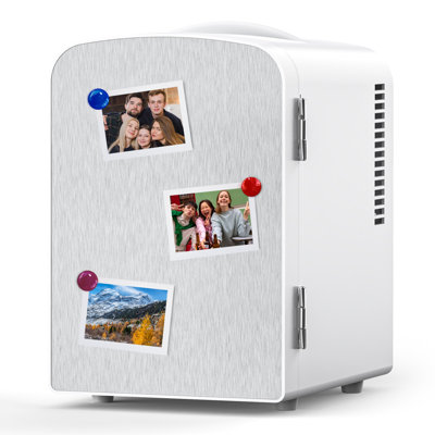 Mini Fridge Cooler Personal, Countertop, Holds Up To 4l/6 Cans, Front Door Stainless Steel, 12v Ac/dc, Option For Skincare | Fridge.com