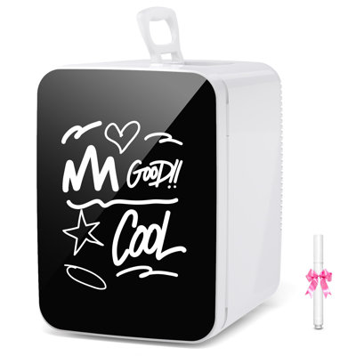 Mini Fridge For Bedroom, Portable Cooler For Cosmetics, Food & Drinks, Temper Glass Door With Doodle Pen | Fridge.com