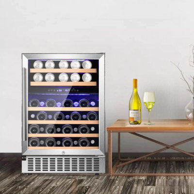 Cowsar 46 Bottle Dual-Zone Wine Cooler/Cabinet Beverage Refrigerator with Temperature Lock | Fridge.com