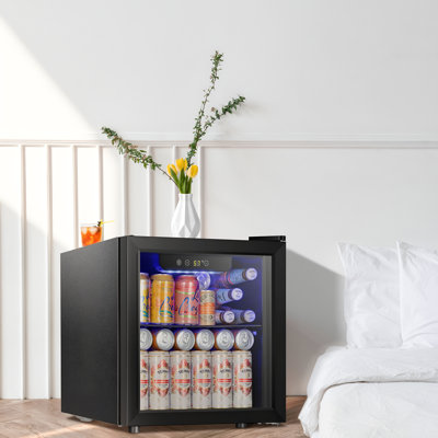 COWSAR 12 Bottle 48 Can Beverage Refrigerator,1.3 Cu. Ft. Mini Fridge Glass Door for Beer Soda Drinks or Wine,Freestanding Beverage Fridge for Home a | Fridge.com