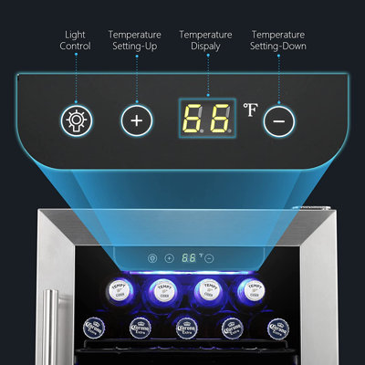 2.9 cu. ft Beverage Refrigerator Cooler, Wine Cooler Beverage Center Low Noise Transparent Glass Door LED Light Quick Cooling System With A Lock For H - View 1 | Fridge.com