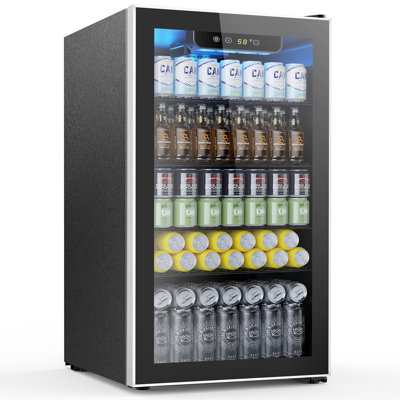 Mini Fridge 130 Can Beverage Refrigerator Cooler, 3.2 Cu.Ft Drink Fridge for Soda Wine Beer, Adjustable Temperature Control for Home Office, Black | Fridge.com