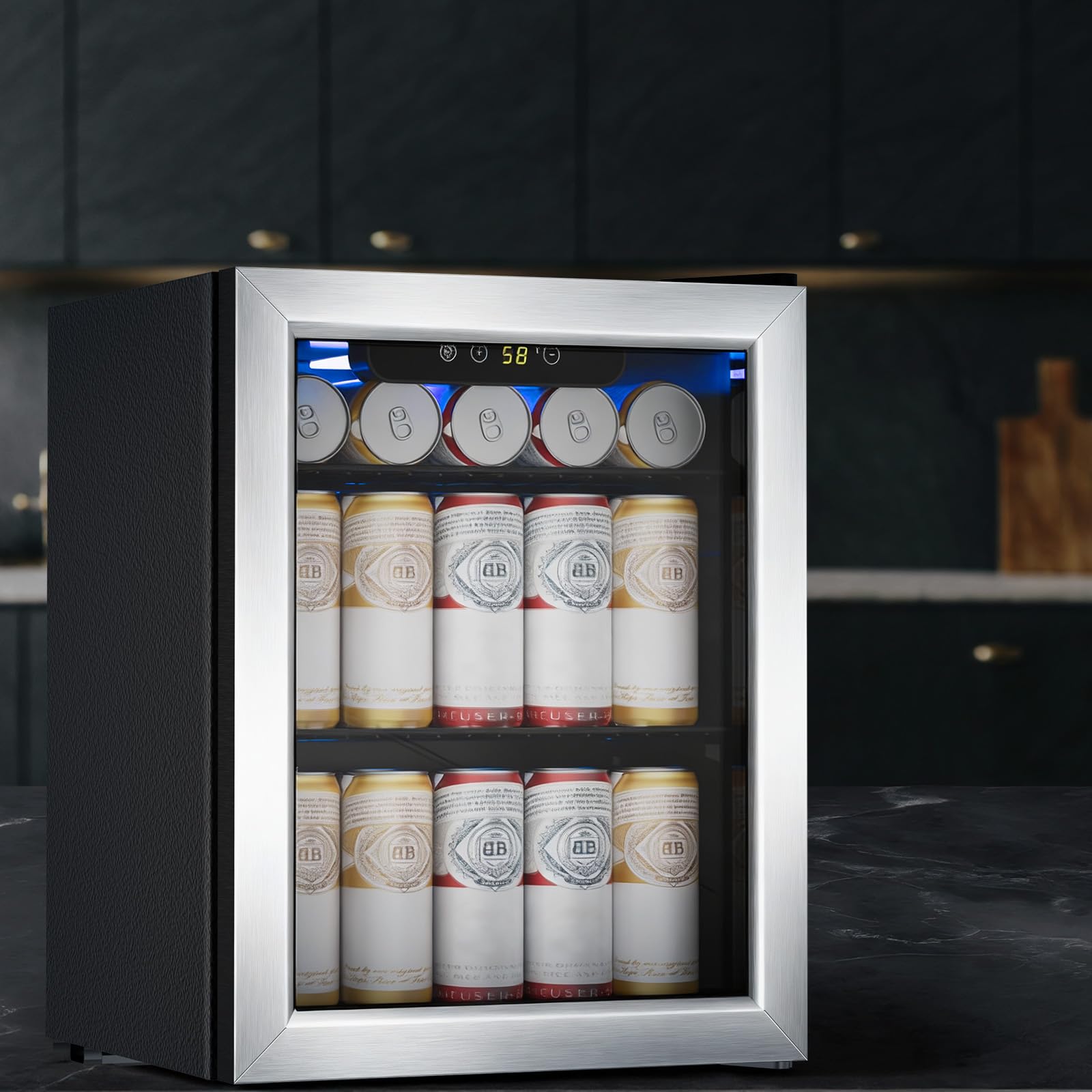 COWSAR 1.7 Cu. Ft Mini Beverage Refrigerator, 68 Cans, 16 Bottles Compact Drink Cooler with Glass Door & Touch Controls for Home, Office Bar | Fridge.com