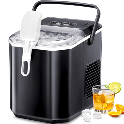 Countertop Ice Maker, Portable Ice Machine Produces 26 Lbs Per Day with 2 Ice Sizes, Self-Cleaning — Cowsar, model ZCO5822G-BLACK