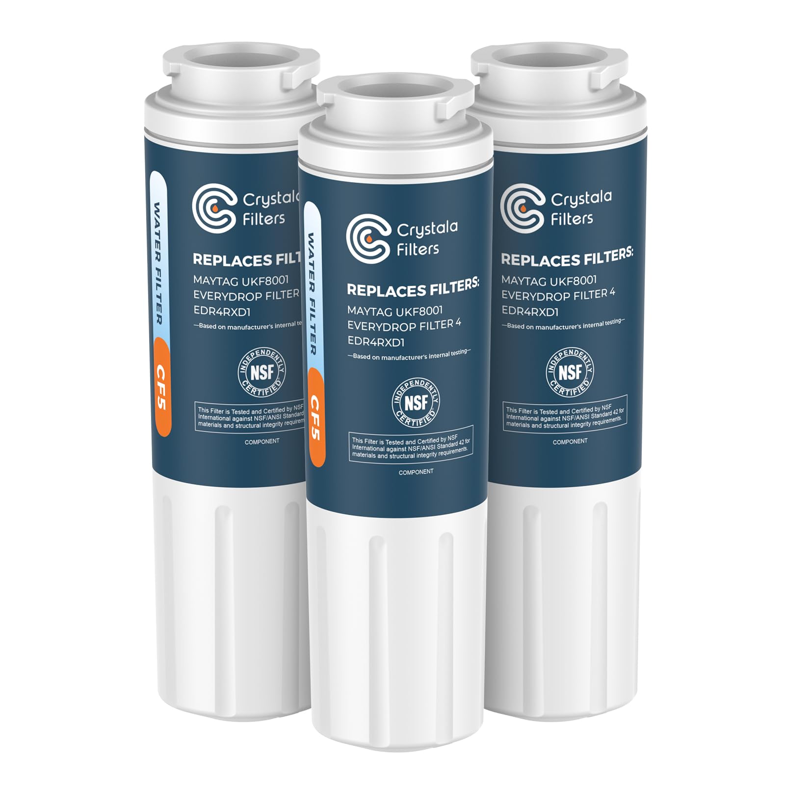 Crystala Filters UKF8001 Compatible With Everydrop Filter 4, EDR4RXD1, Whirlpool Refrigerator Water Filter 4, 4396395, Maytag UKF8001, WHR4RXD1, KAD4RXD1, 46-9006, Puriclean Ii, PH21500, Pack Of 3 | Fridge.com