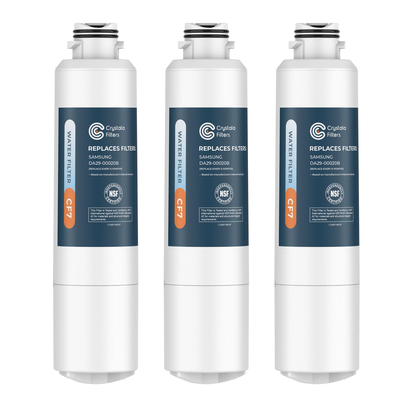 Crystala Filters Compatible With Samsung Da29-00020b Refrigerator Water Filter, Da29-00020a/B, Da29-00020b-1, Haf-Cin/Exp, 46-9101, Rf4267hars, Rf25hmedbsr, Rf28hmedbsr, Rs25j500dsr, 3 Pack - View 1 | Fridge.com