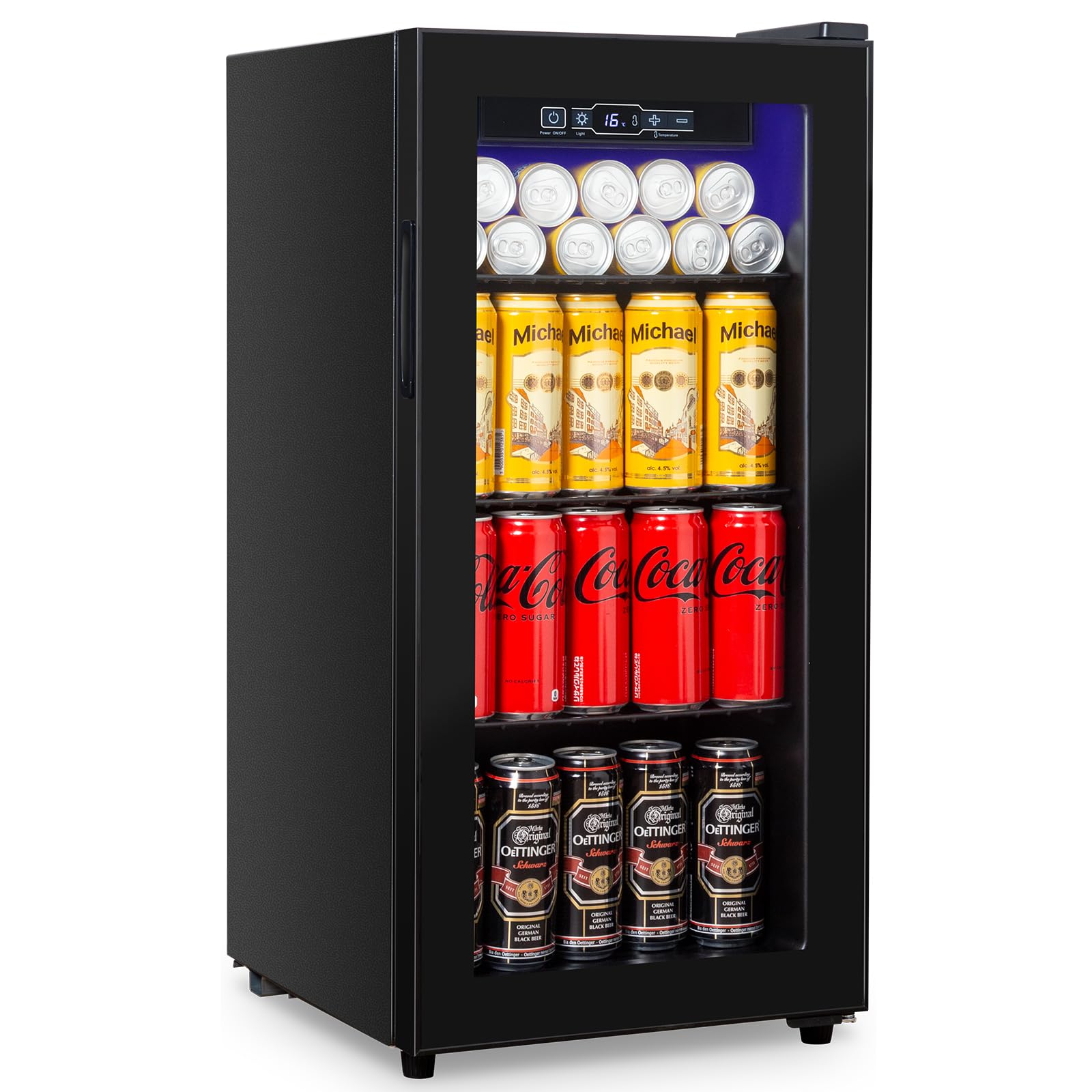 Cucina Magica Beverage Refrigerator 180 Can, Black Beer Fridge with Glass Door, 3.2 Cu Ft Mini Fridge for Drinks, Freestanding Cooler with Adjustable Shelves & Digital Temp Control | Fridge.com