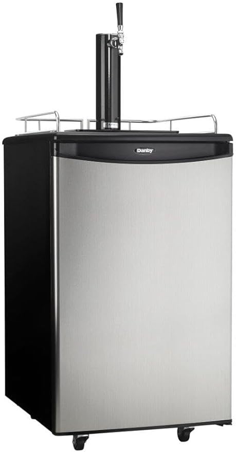 Danby DKC054A1BSLDB 5.4 Cu.Ft. Kegerator, Auto Defrost and Mechanical Thermostat, Keg Cooler with Scratch-Resistant Worktop and Reversible Door Hinge, Single Tap, Steel | Fridge.com