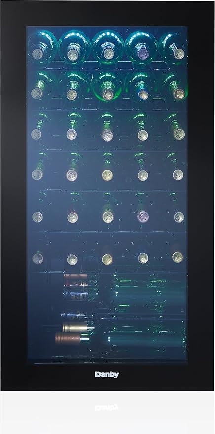 Danby DWC036A2BDB-6 3.3 cu. ft. Free Standing Wine Cooler, Holds 36 Bottles, Single Zone Drinks Fridge With Glass Door-Beverage Chiller For Kitchen, Home Bar, In Black - View 2 | Fridge.com