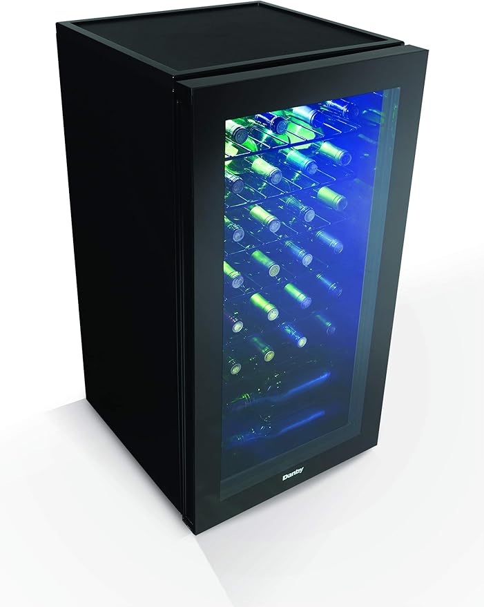 Danby DWC036A2BDB-6 3.3 cu. ft. Free Standing Wine Cooler, Holds 36 Bottles, Single Zone Drinks Fridge With Glass Door-Beverage Chiller For Kitchen, Home Bar, In Black - View 3 | Fridge.com