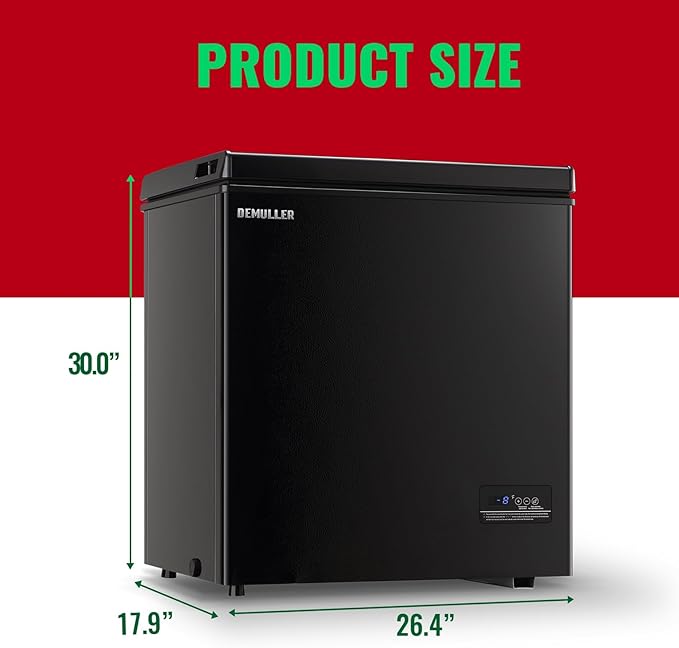 Demuller Chest Freezer 5.0Cubic Feet Deep Freezer Freestanding Freezers With 2 Removable Stainless Steel Basket, Mini Freezer Top Open Door Compact Freezer With Electronic Control 41℉ To -15℉Black - View 5 | Fridge.com