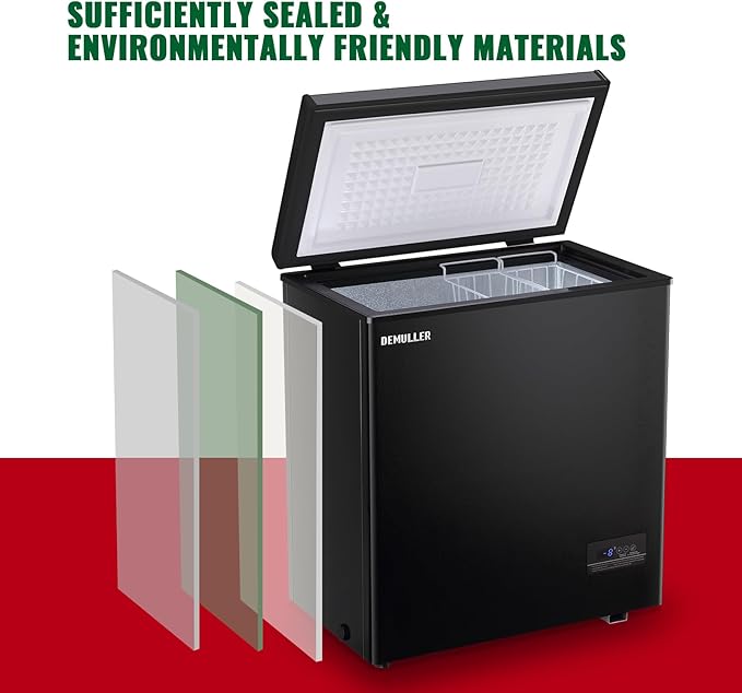 Demuller Chest Freezer 5.0Cubic Feet Deep Freezer Freestanding Freezers With 2 Removable Stainless Steel Basket, Mini Freezer Top Open Door Compact Freezer With Electronic Control 41℉ To -15℉Black - View 6 | Fridge.com