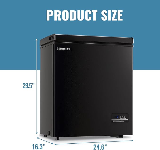 Chest Small Freezer with Electronic Control 41℉ to -15 ℉ Freestanding Deep Mini Freezers with 2 Removable Stainless Steel Basket Top Open Door BLACK | Fridge.com