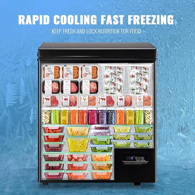 Chest Small Freezer With Electronic Control 41℉ To -15 ℉ Freestanding Deep Mini Freezers With 2 Removable Stainless Steel Basket Top Open Door Black - View 5 | Fridge.com