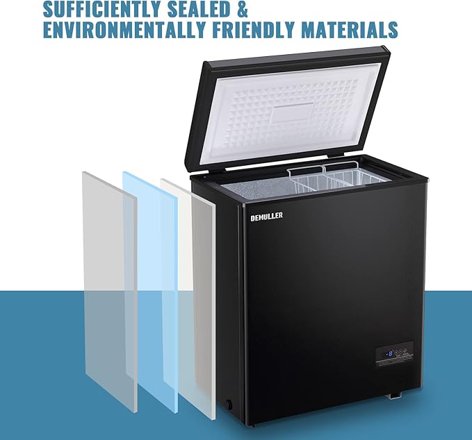 Chest Small Freezer With Electronic Control 41℉ To -15 ℉ Freestanding Deep Mini Freezers With 2 Removable Stainless Steel Basket Top Open Door Black - View 6 | Fridge.com